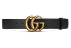 black gucci belt with gold emblem