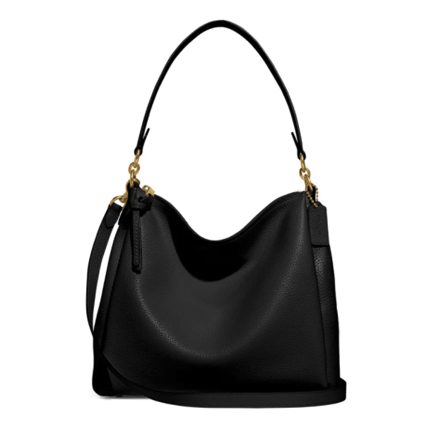 black tote bag with gold accents