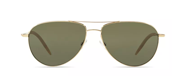 aviator shape sunglasses with gold frames